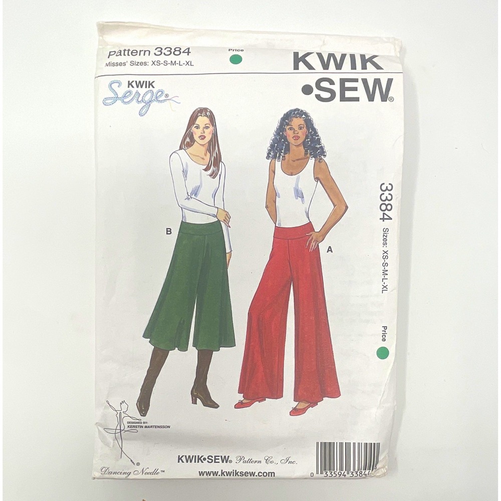 Kwik Sew 3384 VTG Cut Serger Sewing Pattern Misses Pants Multi-Size XS-XL